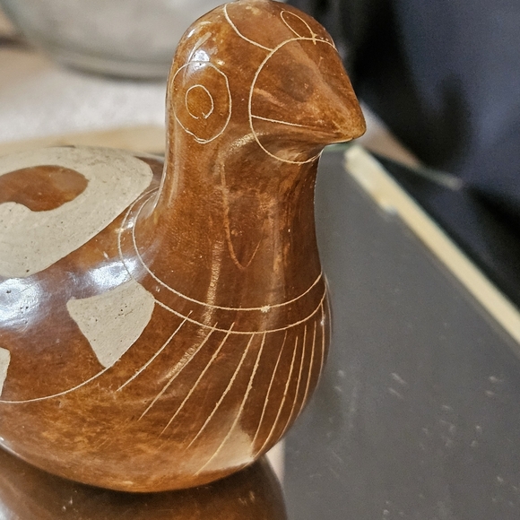 VTG Tonala Mexican Folk Art Burnished Etched Clay Pottery Duck Bird Figurine - Picture 7 of 11
